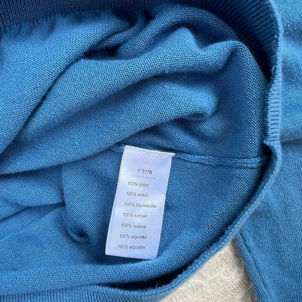 Lacoste Blue V-Neck Button Cardigan with Navy Trim